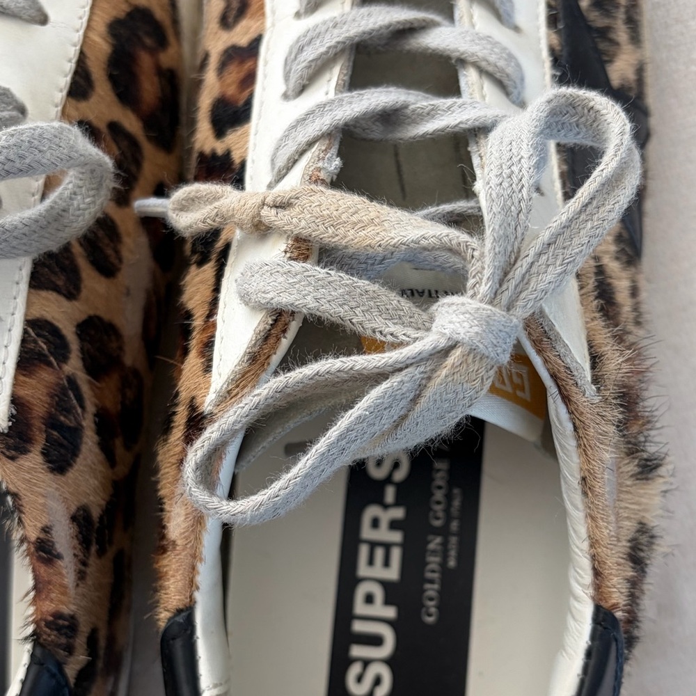 Golden Goose Leopard Print Sneakers with Black Star - Picture 13 of 16